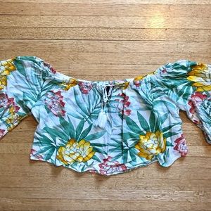 Floral Off Shoulder Crop Top